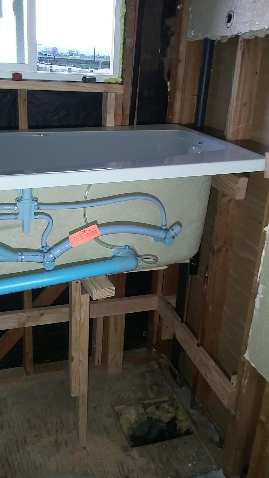 Master bath:Setting up for Jacuzzi tub .