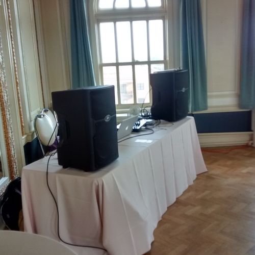 Typical DJ set up for a small event.