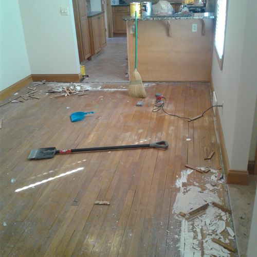 Starting wood floor rejuvenation 