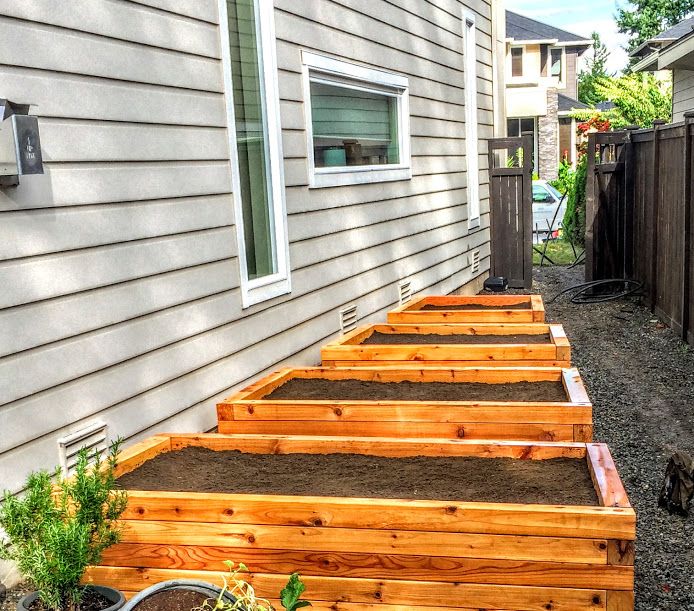Completed  custom made cedar beds
Kent WA.