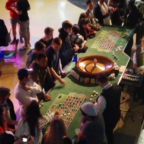 Our double roulette table in action.  This monster