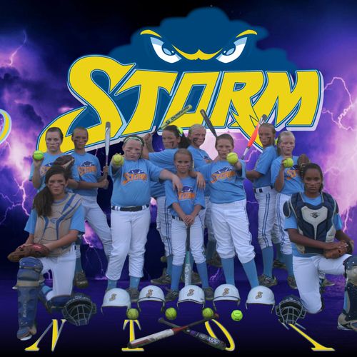 Banner for an area girls softball team. the image 