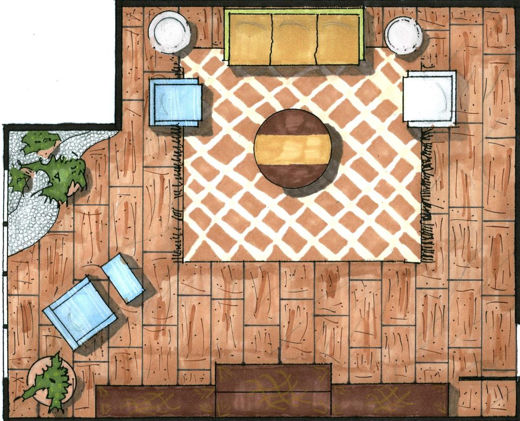 This is a floor plan rendered with materials speci