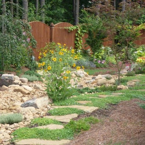 Dry Creek bed with Natural stepping stone path