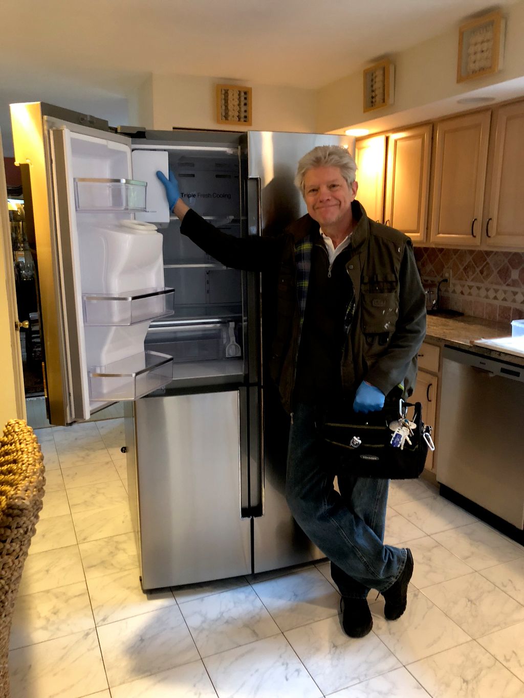 install new fridge and ice maker.