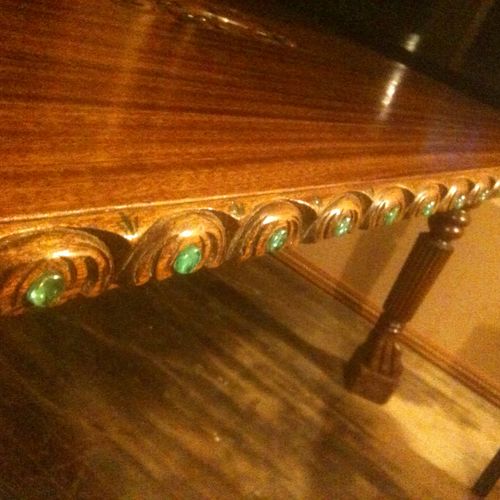 Custom Furniture.Mahogany table w lions paw legs..