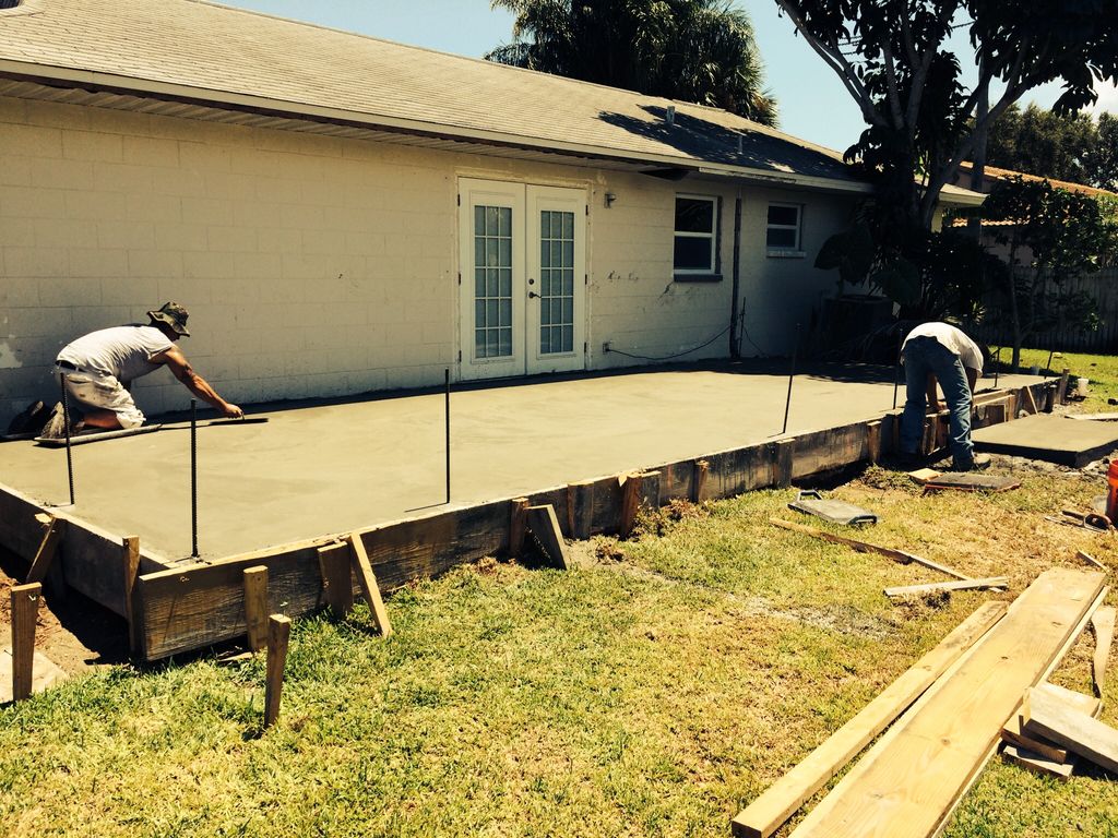 this is a concrete slab for a block addition .12x3