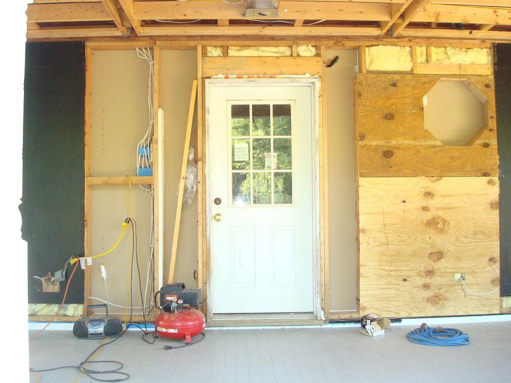 The original door during the time of reframe for a