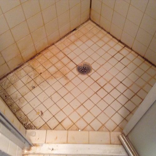 The Before pic of a customers shower