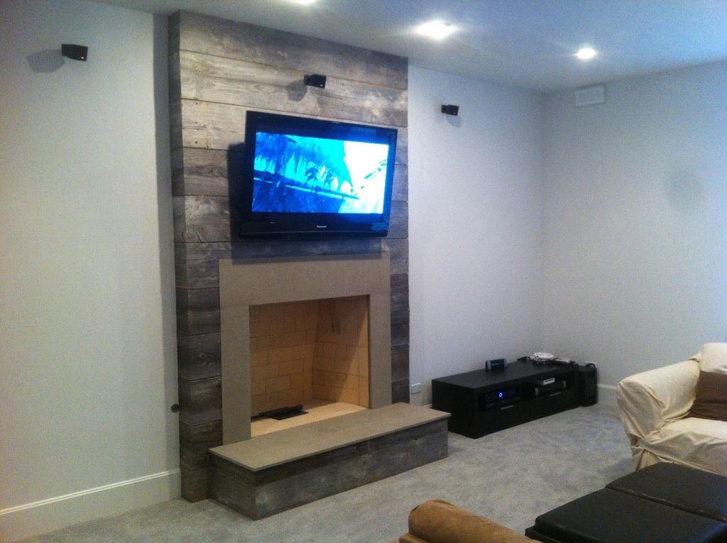 Tv over fireplace with Bose 5.1 surround system 