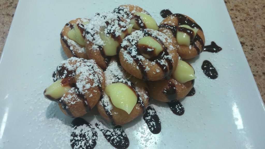 Bavarian cream with chocolate sauce