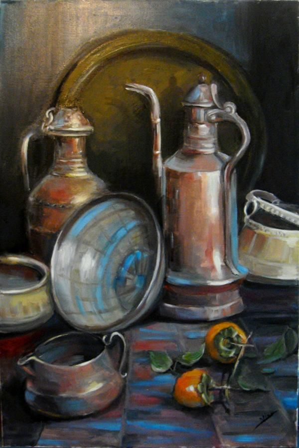 Oriental still Life. Oil on canvas