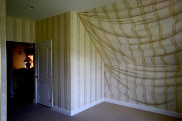 Tromp loeil painted fabric walls
