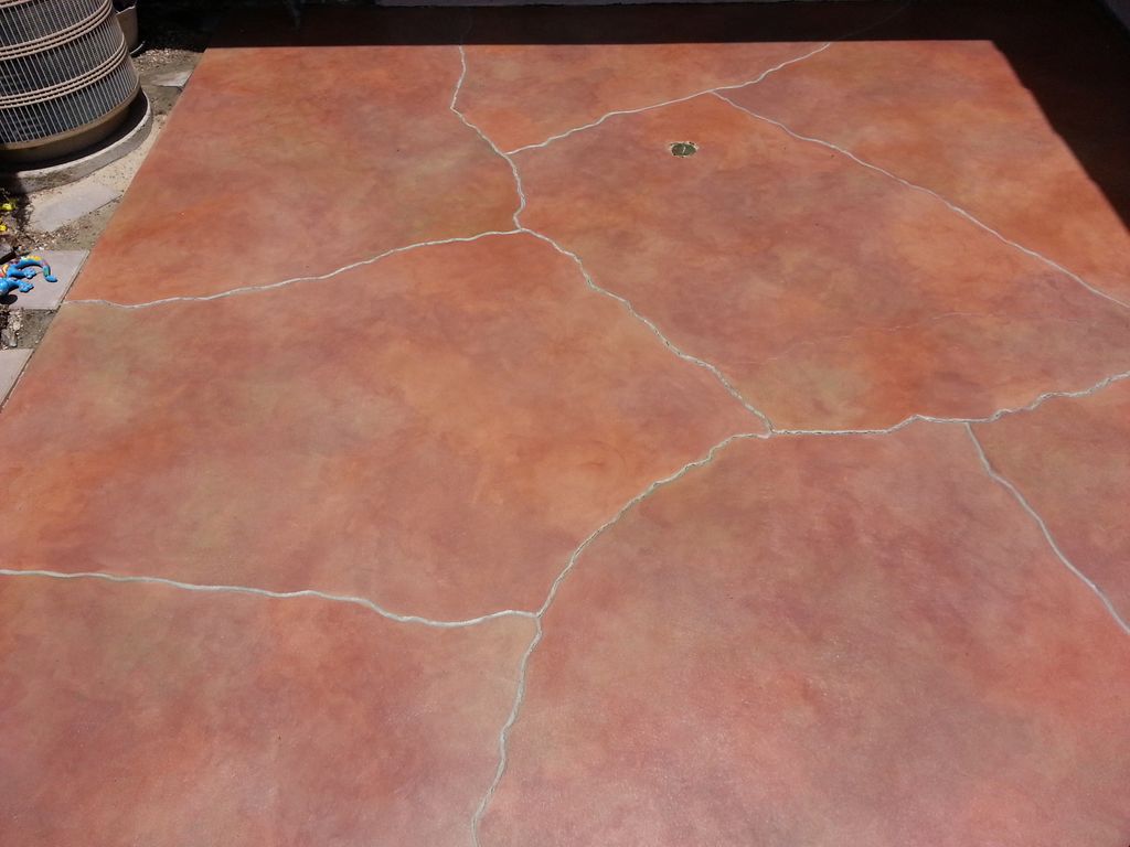 cracked patio stained new cracks added to look lik