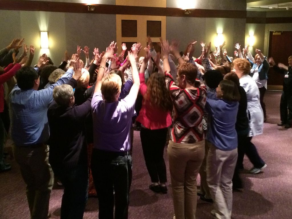 Group laughter exercises at Baptist Health Lexingt