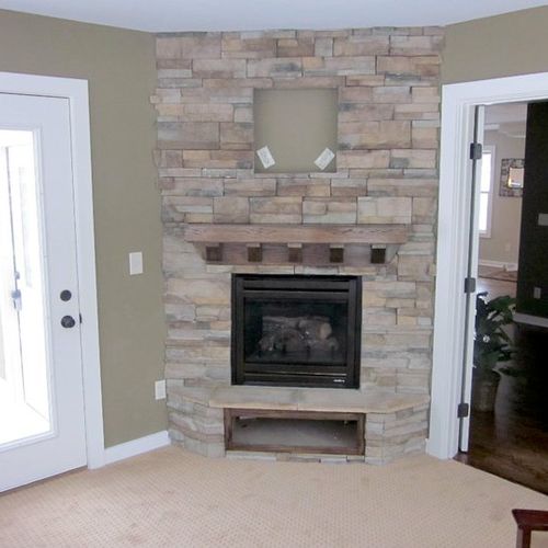 Example of a custom fireplace installed and plumbe