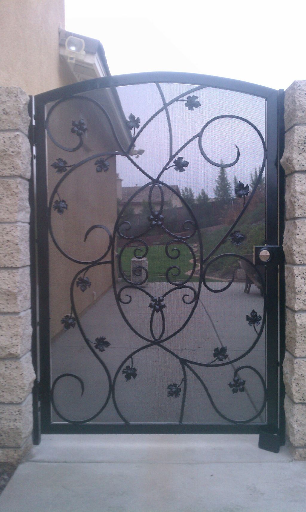 Gate with hand sculpted vines and grape leaves