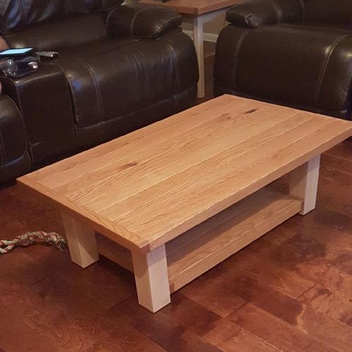 Solid Red Oak coffee table 30"X48"X17".  Top is 2"
