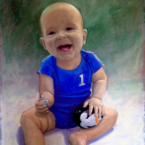 Pastel portrait of a child.
