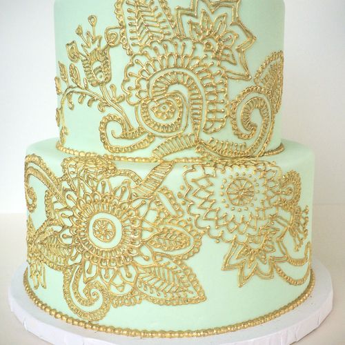 This beautiful cake was delicately hand piped and 