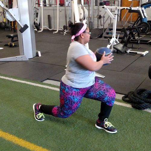 One of my clients perfecting her lunge