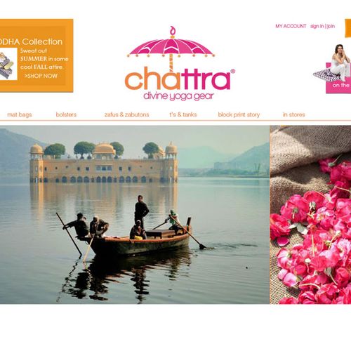 Chattra Yoga Gear web design and development on Sh