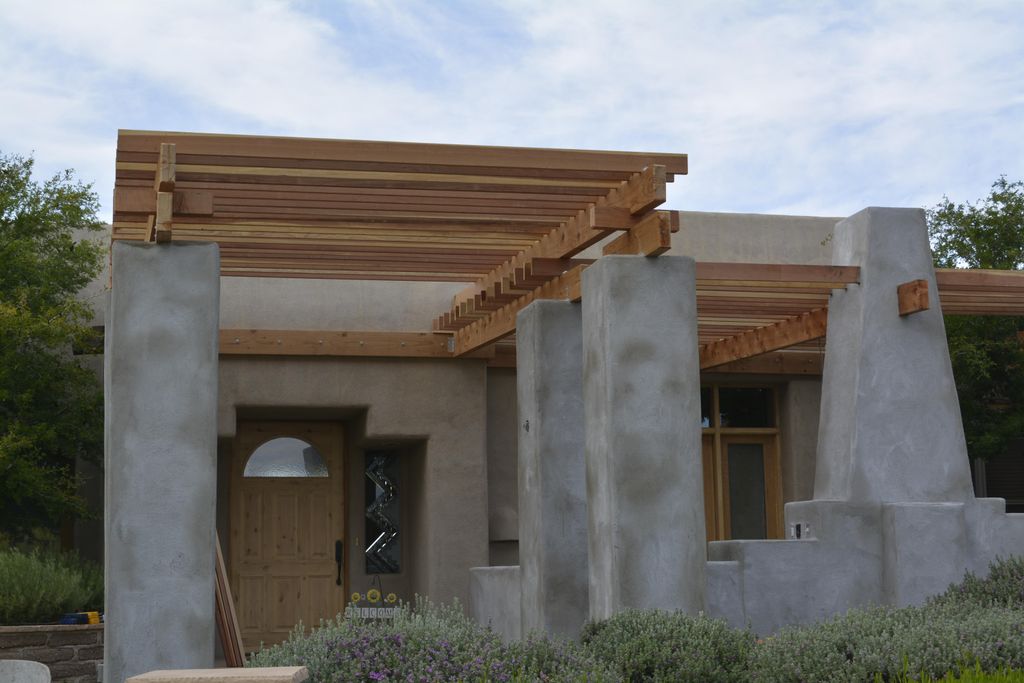 New Facade and patio under construction