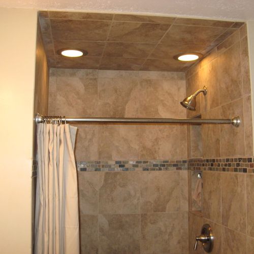 The shower i built with tile.