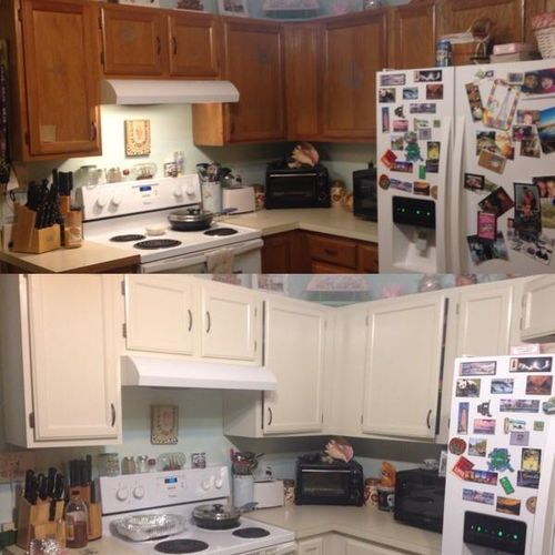 Kitchen cabinets before and after painting 