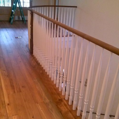 stain floor & rails i painted