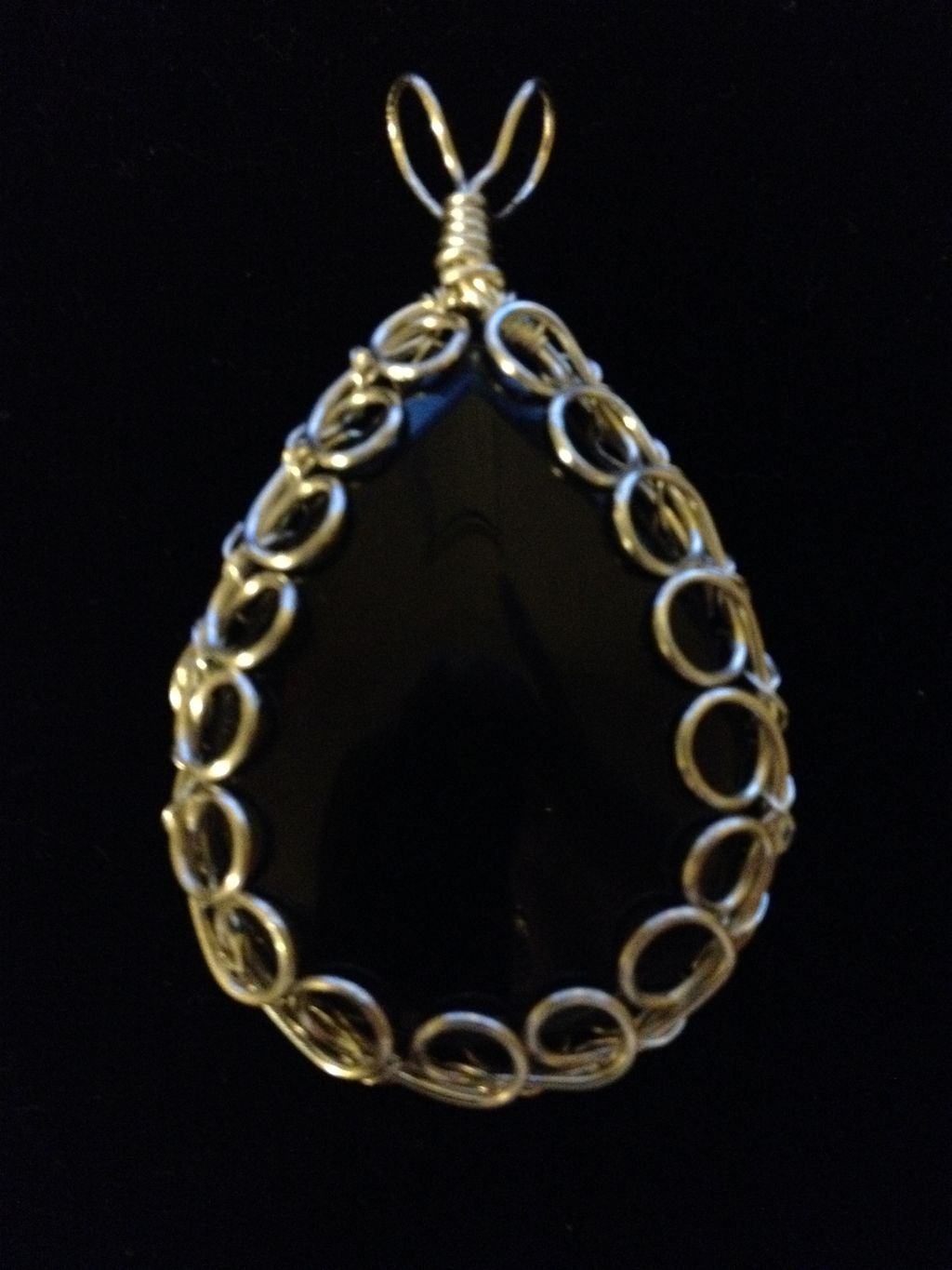 Blac Onyx/Silver wire wrapped pendant
