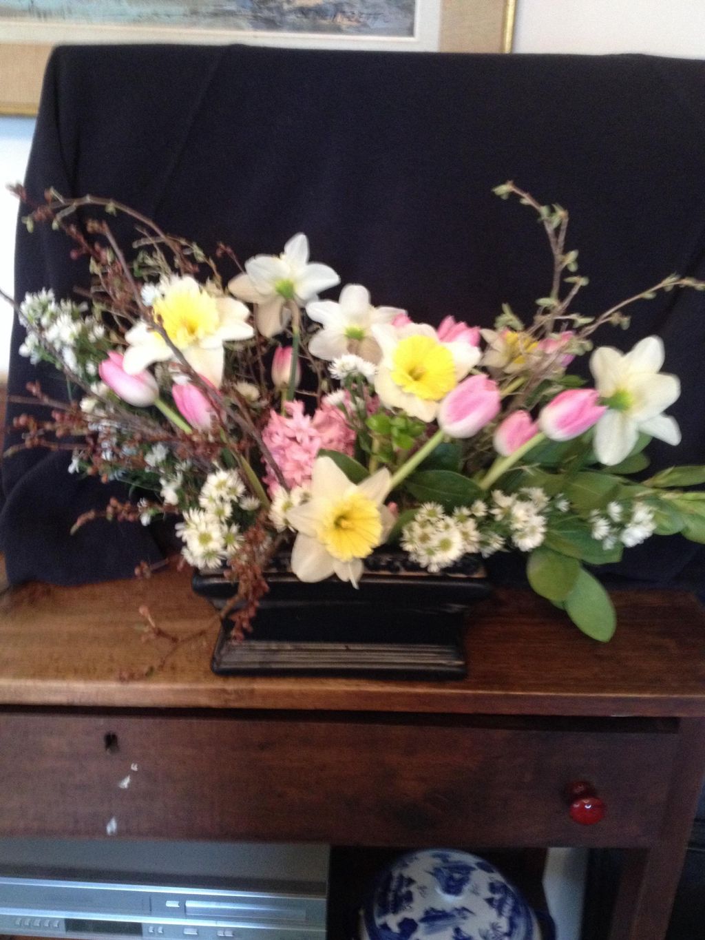 Spring centerpiece of Cherry branches, Hyacinth, D