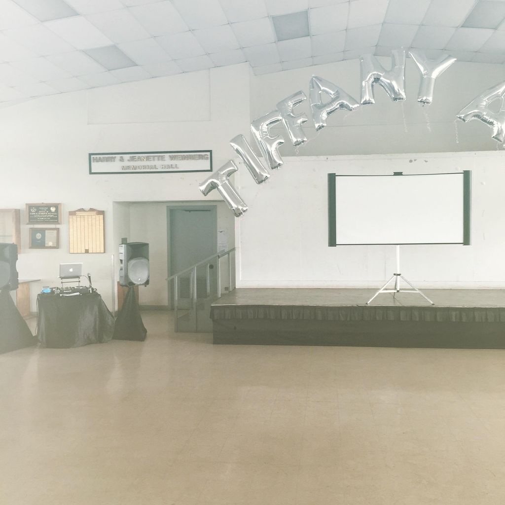 Projection Screen Setup at a Graduation Party.