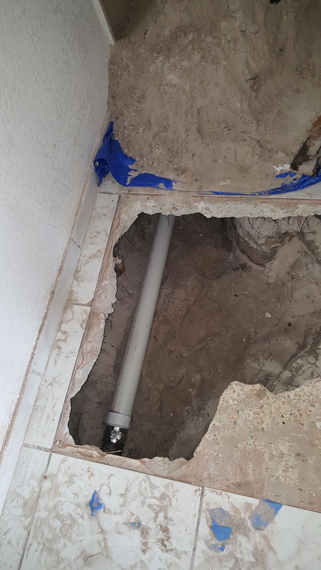 3 inch cast iron drain pipe under the floor in the