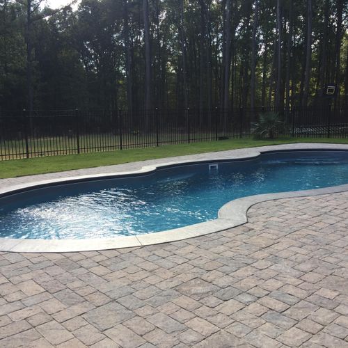 16' x 40' Fiberglass pool with stamped/stained con