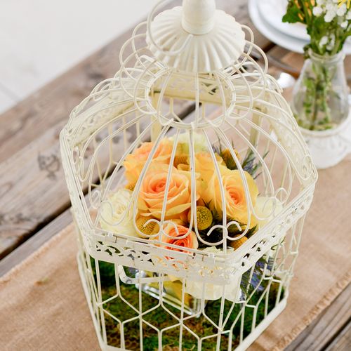 Rustic wedding bird cage centerpiece - the highlig