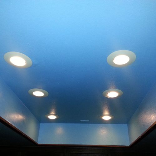 Recessed lighting in an old kitchen light well