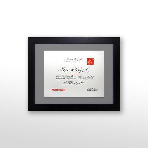 Calligraphy certificate designed for a 25 year wor
