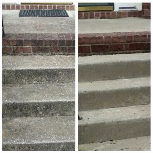 Porch stairs pressure washed