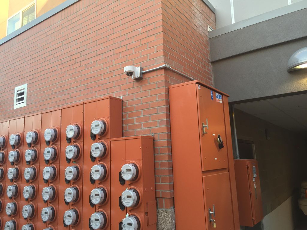Camera on commercial building