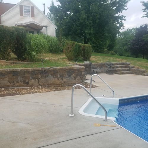 Concrete Slab and Retaining Wall