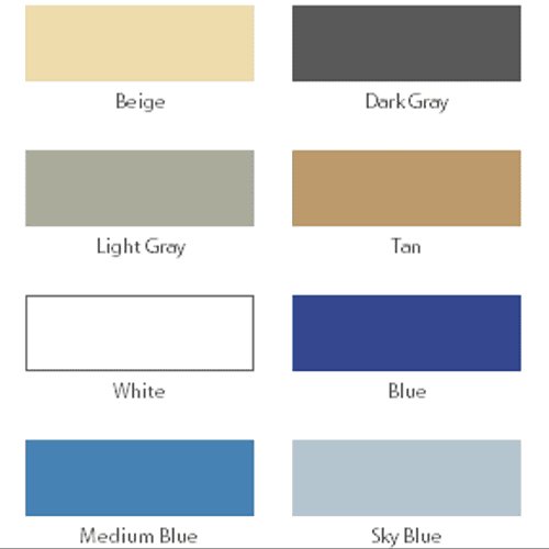 16 Standard colors to choose from.  Custom colors 