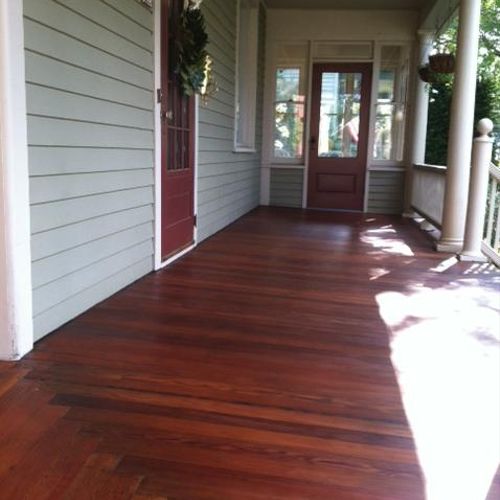 We do porch and floor sanding and restaining.