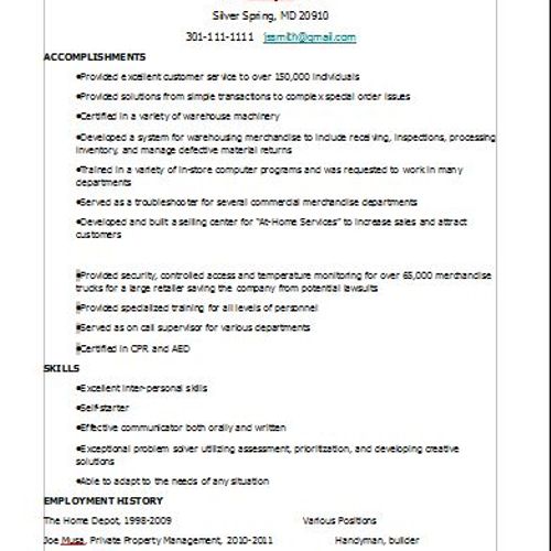 "BEFORE" Resume Format. No depth. Doesn't tell rea
