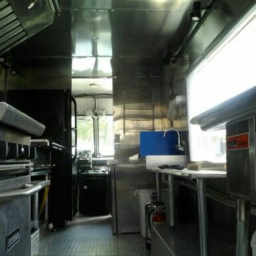 Interior of the Ravenous Rhino food truck.