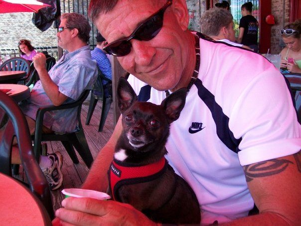 My husband Robert and our pooch, Lola