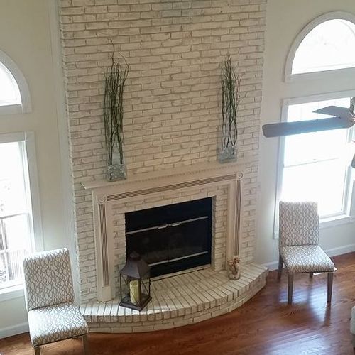 Update your red brick fireplace and mantel to make