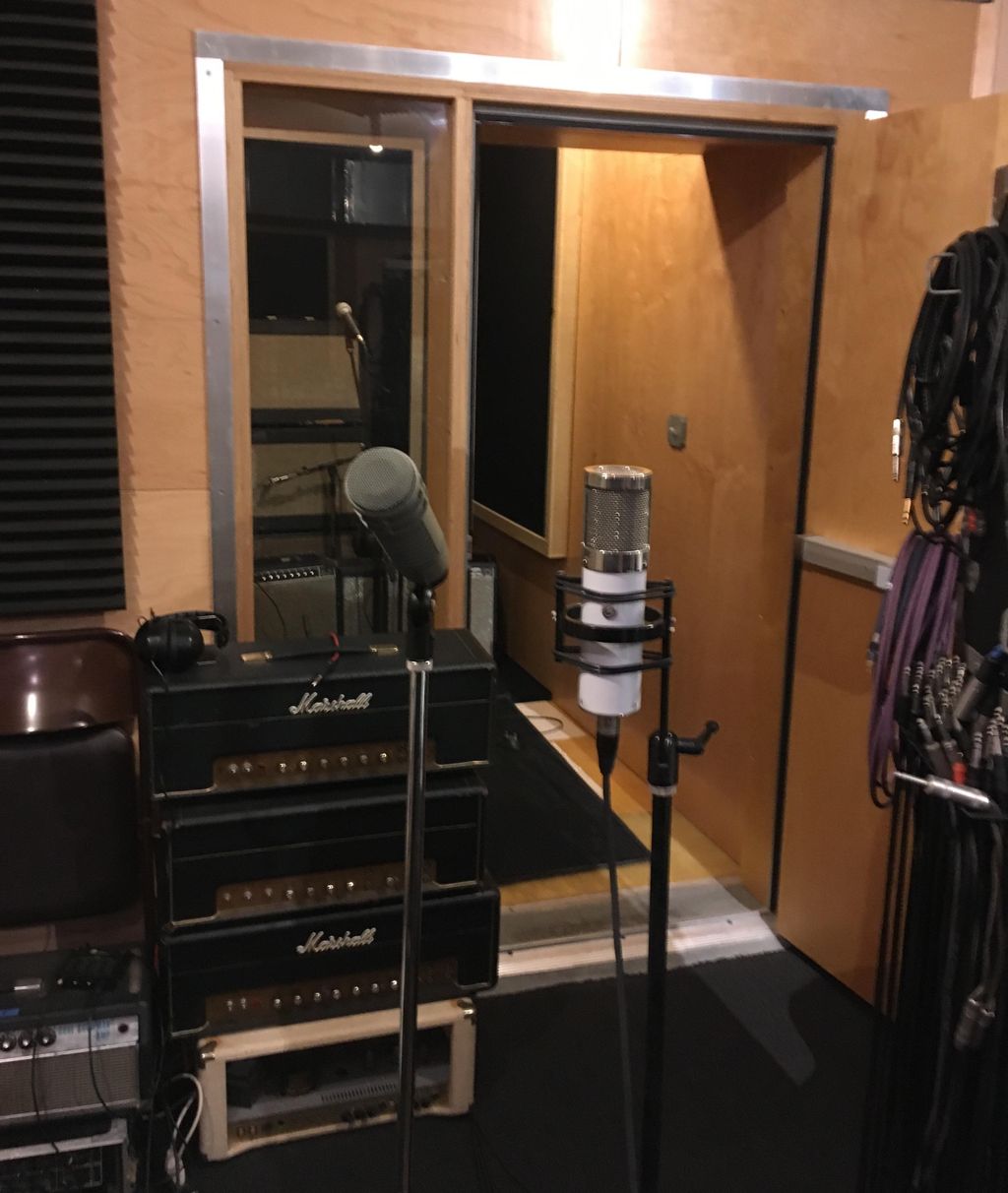 A view of the vocal and amp booth.