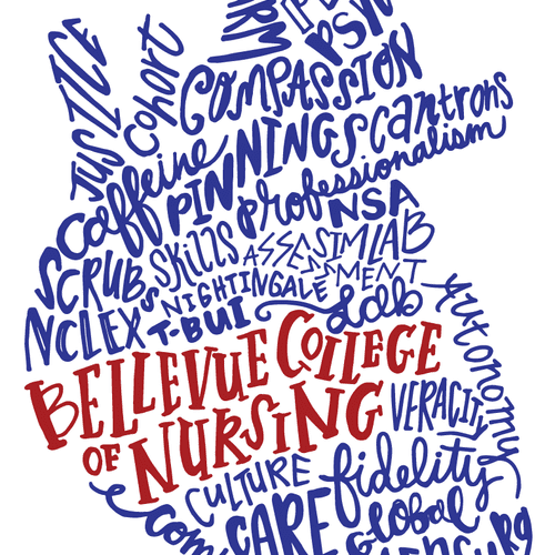 T-shirt Illustration for Bellevue College of Nursi
