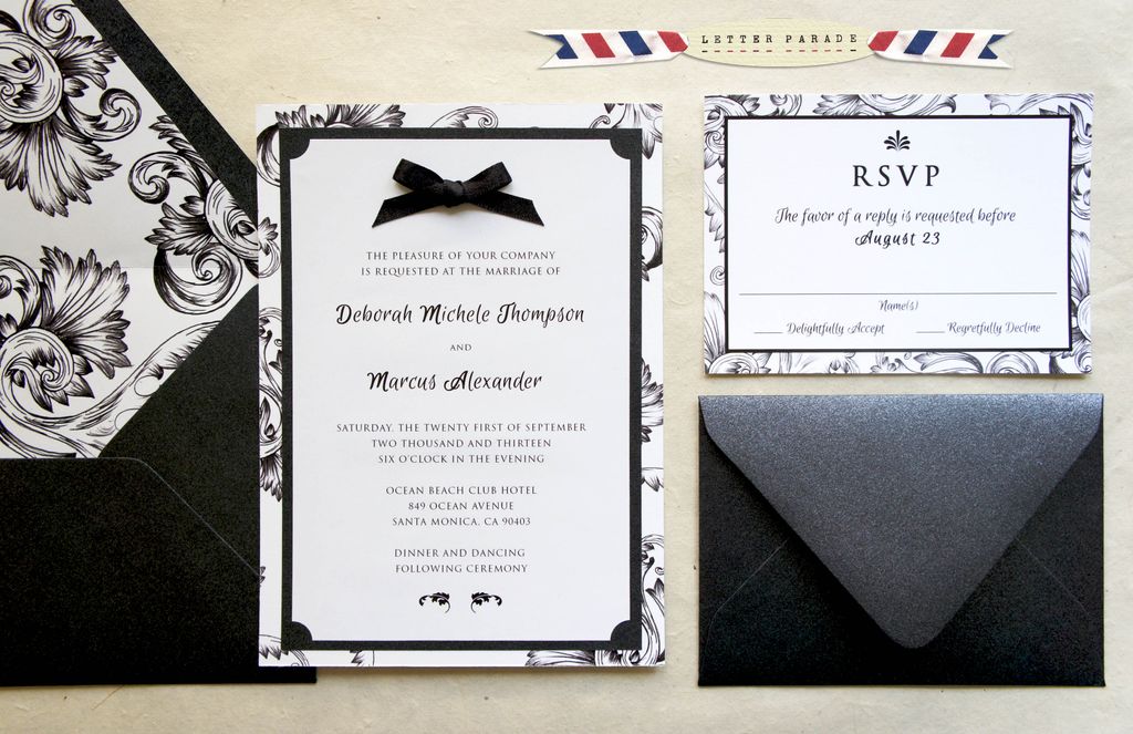 Update Black Tie Formal Wedding Invitation Suite